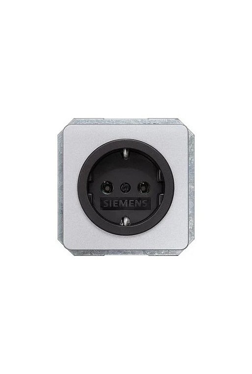 SIEMENS DELTA profil SCHUKO-Steckdose silber mit schwarzem Näpfchen