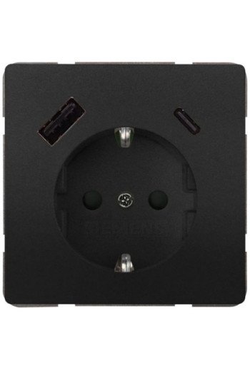 SIEMENS DELTA style anthrazit USB-SCHUKO-Steckdo se 2 USB A+C Leistung: bis zu 18 W