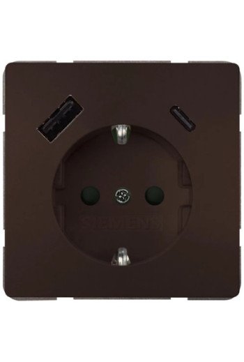 SIEMENS DELTA style schoko USB-SCHUKO-Steckdose 2 USB A+C Leistung: bis zu 18 W