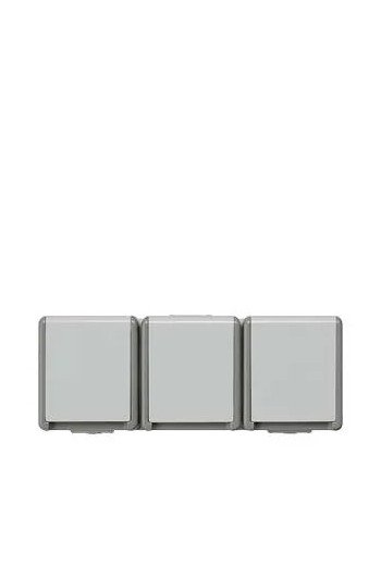 SIEMENS Schuko-Steckdose 3-fach waagrecht erh.BS DELTA fläche IP44 AP dunkelgrau/hellgrau