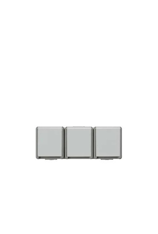 SIEMENS Schuko-Steckdose 3-fach waagrecht erh.BS DELTA fläche IP44 AP dunkelgrau/hellgrau
