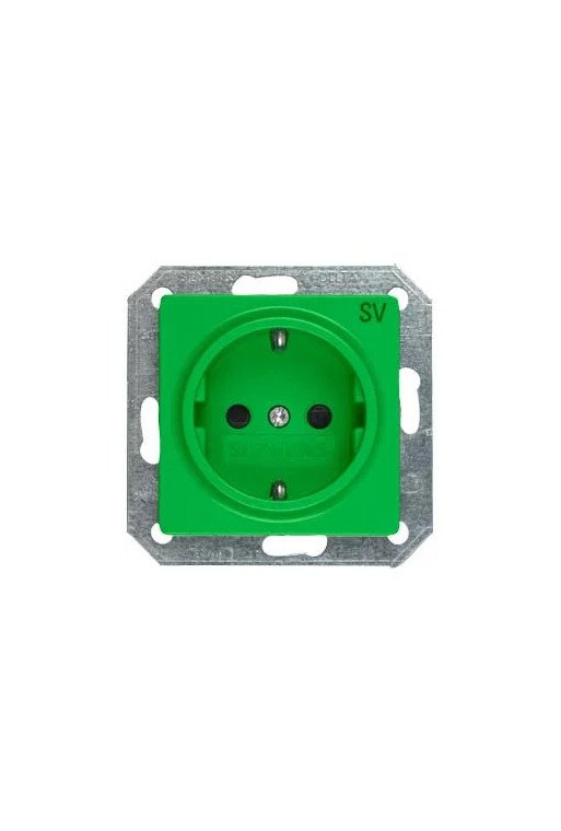 SIEMENS Schuko-Steckdose mit erh. BS. DELTA i-system grün mit Bedruckung SV