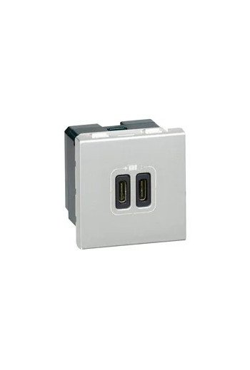 LEGRAND Mosaic 2xusb-C 2-modulig 3A Farbe: Alumi nium