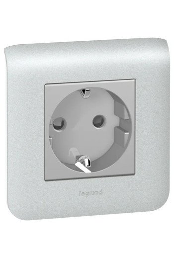 LEGRAND Mosaic Steckdose Schuko 2-modulig Farbe : Aluminium
