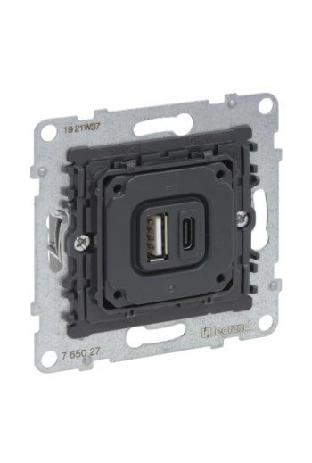 LEGRAND SEANO Einsatz 2-fach USB-Ladesteckdose T yp A+C mit Ladestrom 3 A bei 5 V