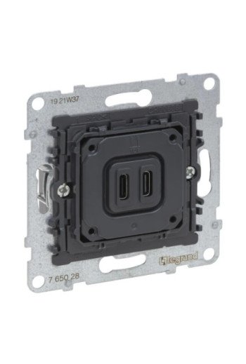 LEGRAND SEANO Einsatz 2-fach USB-Ladesteckdose T yp C+C mit Ladestrom 3 A bei 5 V