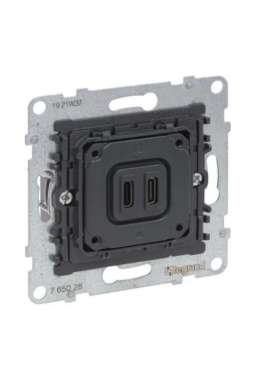 LEGRAND SEANO Einsatz 2-fach USB-Ladesteckdose T yp C+C mit Ladestrom 3 A bei 5 V