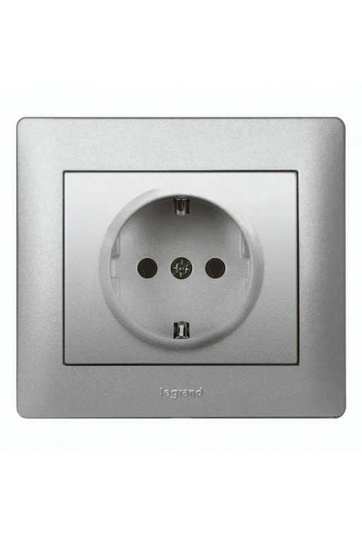LEGRAND Steckdose (SL) erhöhter Berührungsschutz Klappdeckel Galea soft aluminium