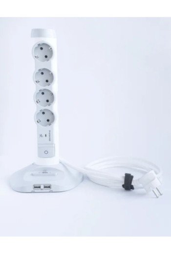 LEGRAND Steckdosenleisten Tower 4x Steckdose 2x Micro-USB