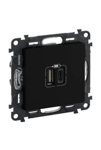 LEGRAND Valena Life 2xUSB Typ A+C 2-modulig 3A F arbe: Schwarz