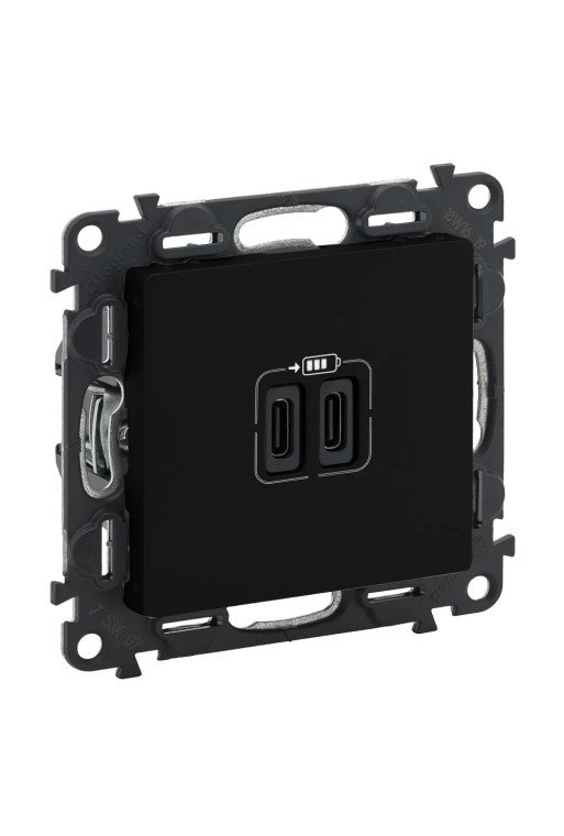 LEGRAND Valena Life 2xUSB Typ C 2-modulig 3A Far be: Schwarz