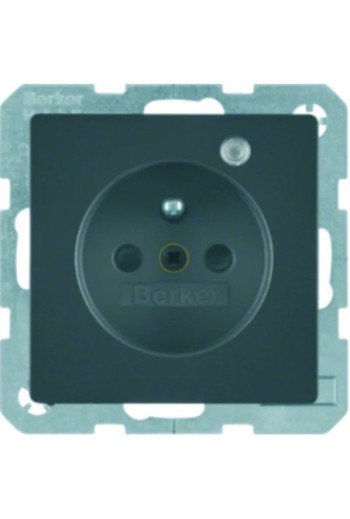 BERKER Q.x Steckdose mit Schutzkontakt und Kontroll-LED anthrazit samt