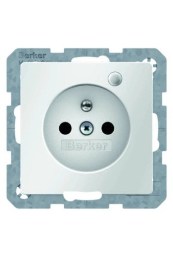 BERKER Q.x Steckdose mit Schutzkontakt und Kontroll-LED polarweiß samt