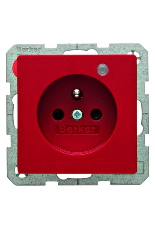BERKER Q.x Steckdose mit Schutzkontakt und Kontroll-LED rot samt