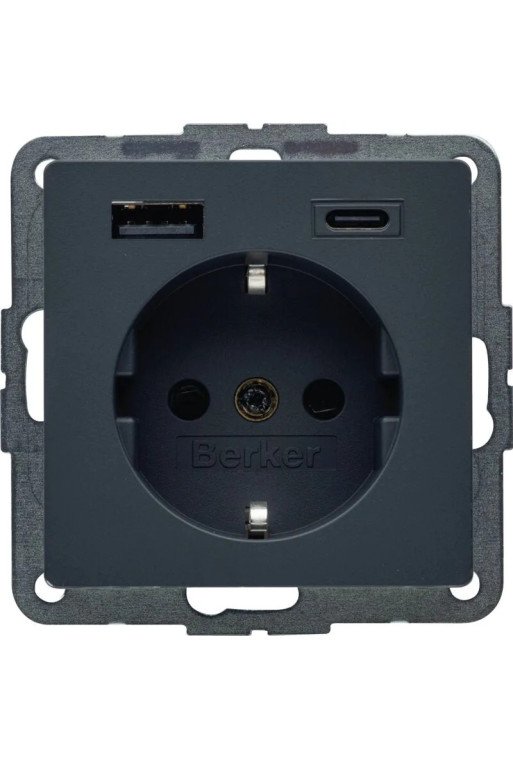 BERKER Steckd. SCHUKO/USB AC 20W PD Qx ant samt