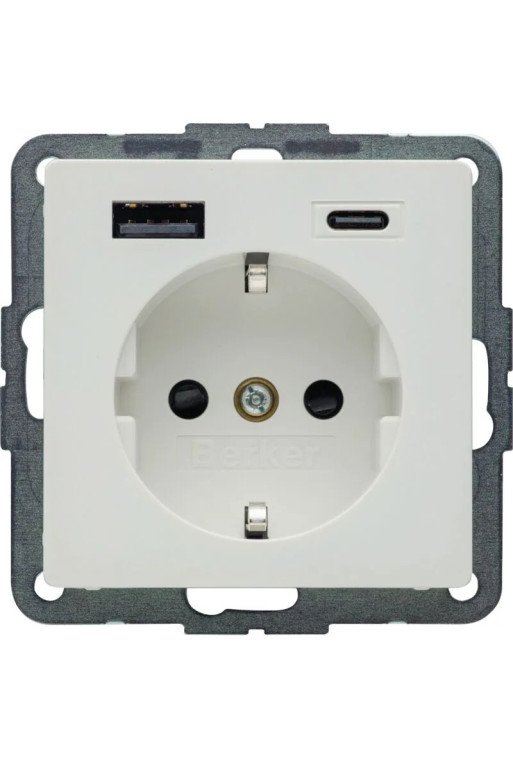 BERKER Steckd. SCHUKO/USB AC 20W PD Qx pw samt