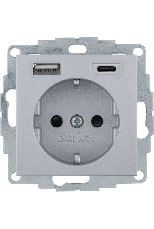 BERKER Steckdose SCHUKO/USB AC 20W PD B3 alu mt