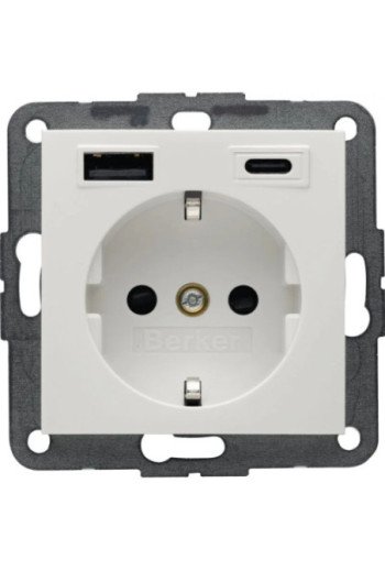 BERKER Steckdose SCHUKO/USB AC 20W PD S1 pw gl