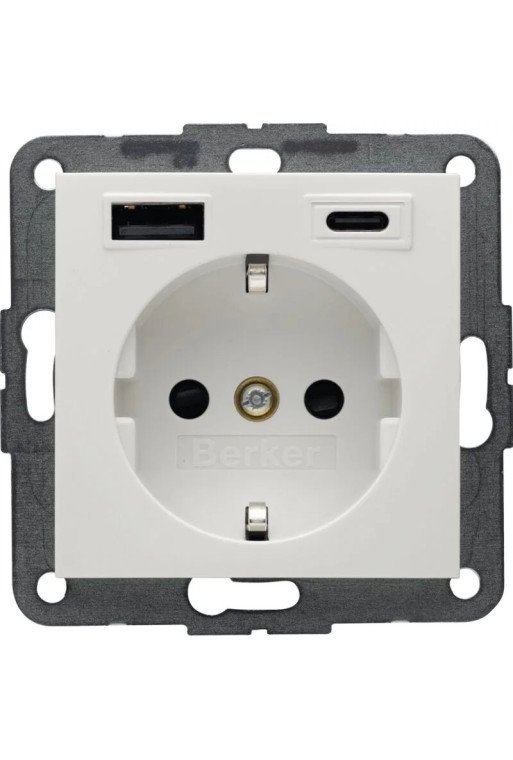 BERKER Steckdose SCHUKO/USB AC 20W PD S1 pw gl