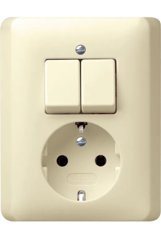 GIRA Kombi Serien/SCHUKO Vollpl. Standard 55 Cremeweiß
