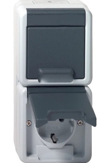 GIRA SCHUKO 2f senkr. KD WG AP Grau