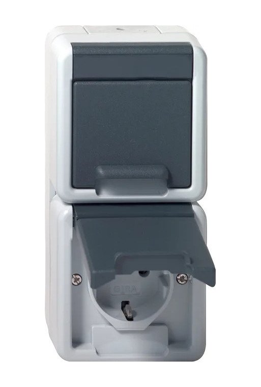 GIRA SCHUKO 2f senkr. KD WG AP Grau