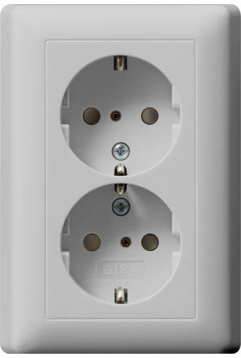 GIRA SCHUKO 2f SH + Vollpl. System 55 Grau m