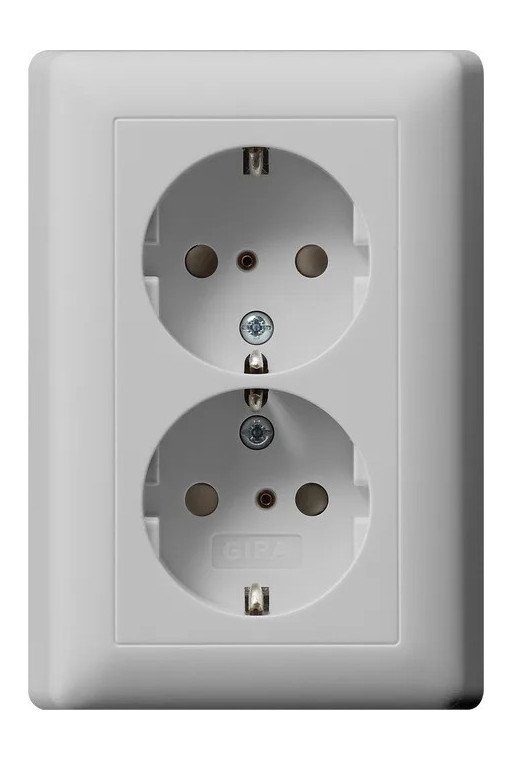 GIRA SCHUKO 2f SH + Vollpl. System 55 Grau m