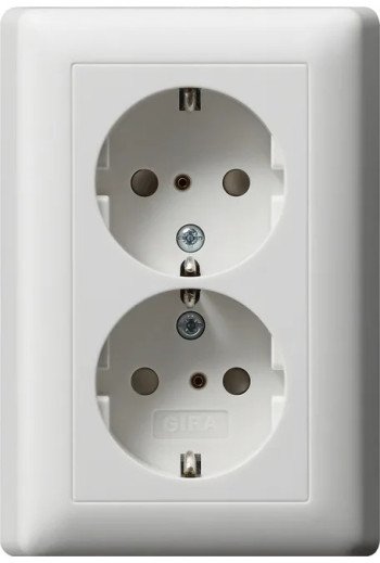 GIRA SCHUKO 2f SH + Vollpl. System 55 Reinwei ß m