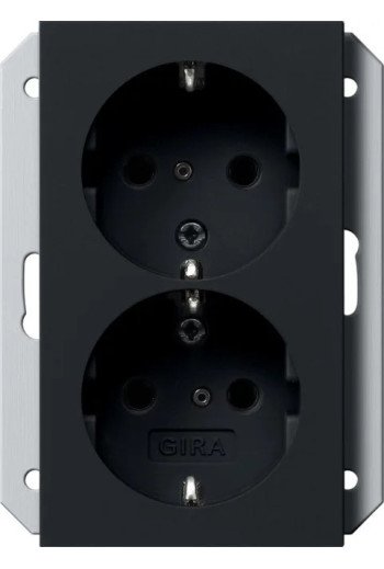 GIRA SCHUKO 2f SH f. UP-Dose 1f System 55 Sch warz m