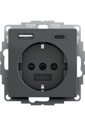 GIRA SCHUKO SH USB-Spannungsvers. 2f Typ A/C System 55 Anthrazit