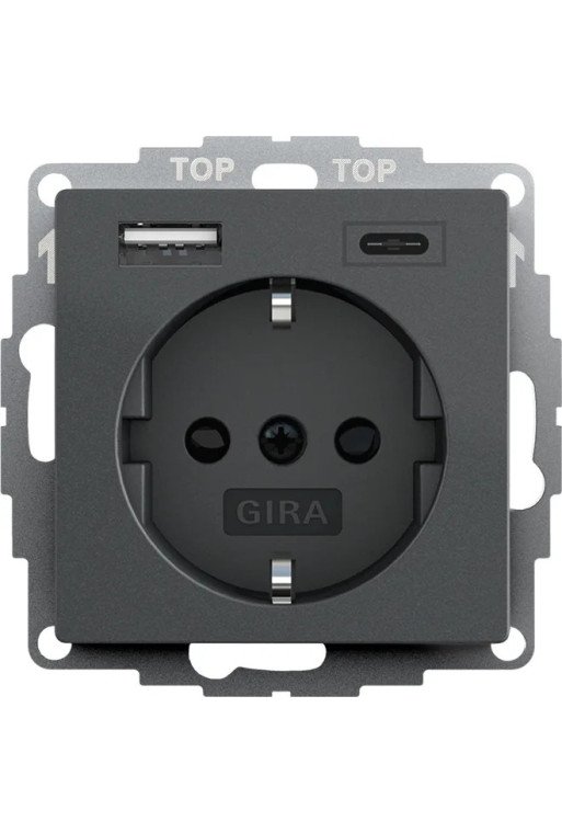 GIRA SCHUKO SH USB-Spannungsvers. 2f Typ A/C System 55 Anthrazit