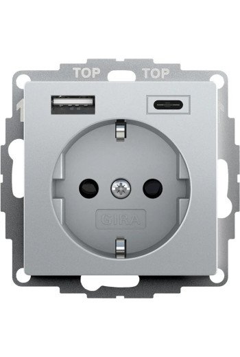 GIRA SCHUKO SH USB-Spannungsvers. 2f Typ A/C System 55 F Alu
