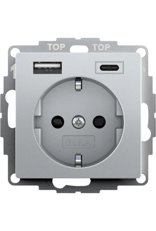 GIRA SCHUKO SH USB-Spannungsvers. 2f Typ A/C System 55 F Alu