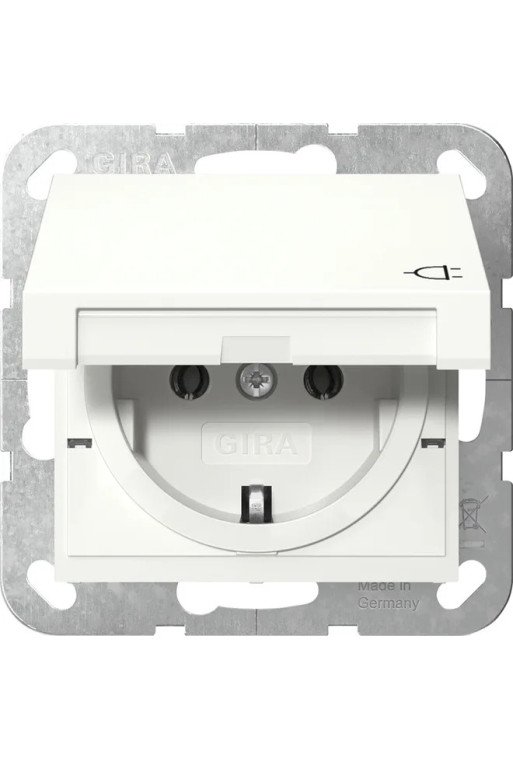 GIRA SCHUKO Steckdose Klappdeckel System 55 reinweiß glänzend
